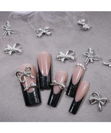 Nail Charms 50 PCS Bow Nail Charms Silver Alloy Nail Bows Multistyle Nail Gems Cute Nail Decorations Multifunctional Silver Nail Charms for Nail Art and DIY Crafts Decoration Women Girls - Buy Online on GoSupps.com