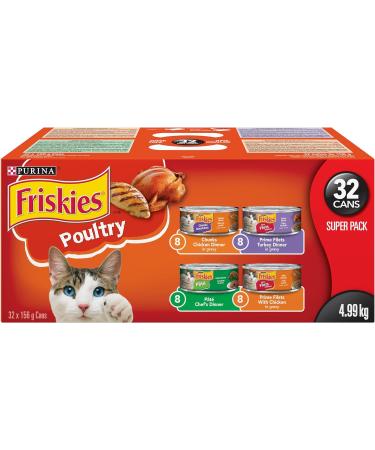Purina Friskies Poultry Super Pack and Shredded Super Pack Cat Food (32 Cans Each) | 156 g Cans - Buy Online on GoSupps.com