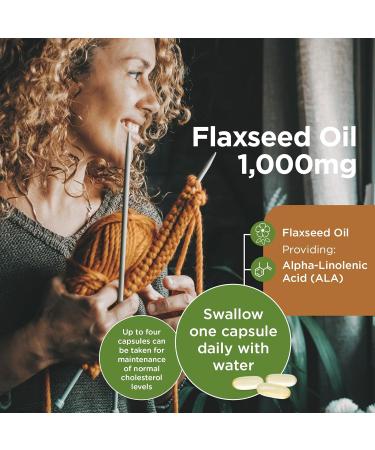 Healthspan Flaxseed Oil 1000mg | Omega 3 Fatty Acid ALA | 120 Capsules | Promotes Healthy Blood Cholesterol | Women's Vegan Supplement - Buy Online on GoSupps.com