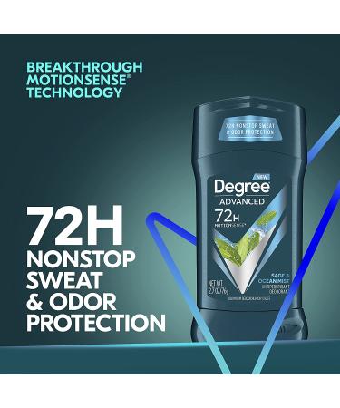 Degree Men Advanced 72-Hour Sweat & Odor Protection Deodorant 4-Pack - Sage & Ocean Mist | MotionSense Technology - 2.7 oz - Buy Online on GoSupps.com