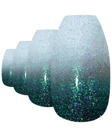 Bling Art False Nails - Black Gel Ombre Ballerina Coffin | 24 Long Artificial Nails with Glue - International Shipping Available - Buy Online on GoSupps.com