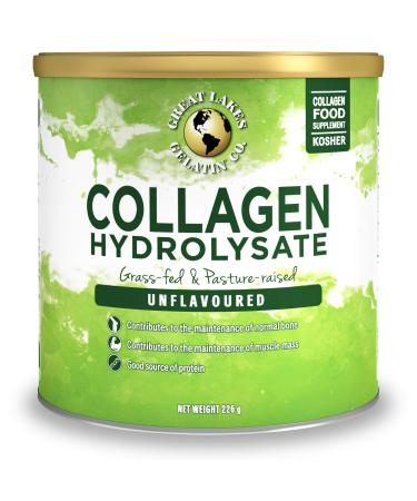 Great Lakes Gelatin Collagen Hydrolysate Grass-Fed Bovine Hydrolysed Collagen Peptides Protein Powder Supplement Unflavoured 226g Can 19 Servings (Pack of 1)