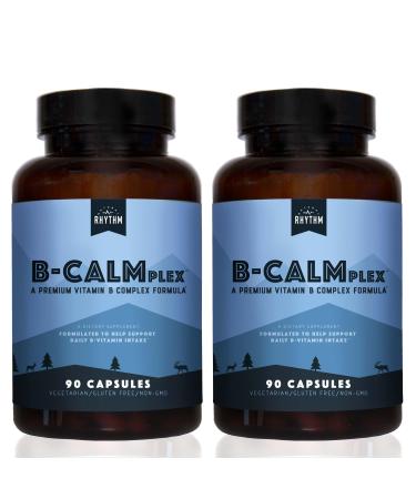 Natural Rhythm B-CALMplex 2-Pack B-Complex Vitamin Supplement Comprehensive B Vitamin Blend with Methylfolate & B12 3 Month Supply 90 Capsules