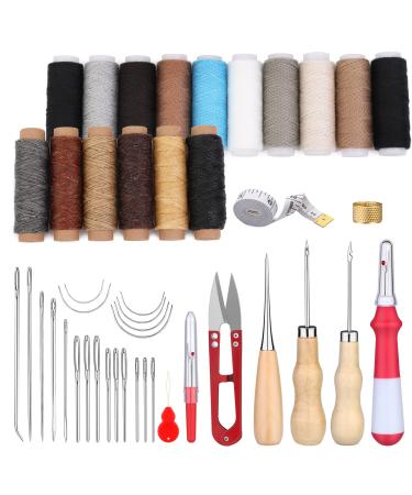 46 Pcs Leather Sewing Kit, Upholstery Repair Set, Leather Craft Tools, Upholstery Carpet Leather Canvas DIY Sewing Accessories, Suitable for Beginners and Professionals Leather Craft