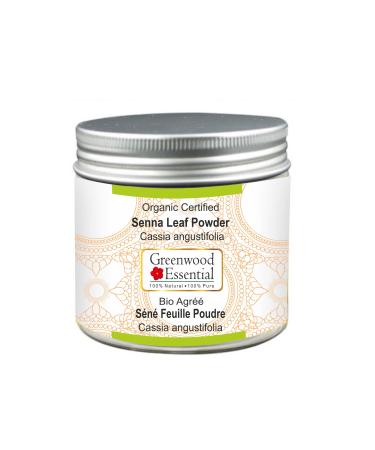 Greenwood Essential Pure Senna Leaf Powder (Cassia angustifolia) Organic Certified 100% Natural Therapeutic Grade 100gm (3.5 oz) Senna Leaf Powder 100gm