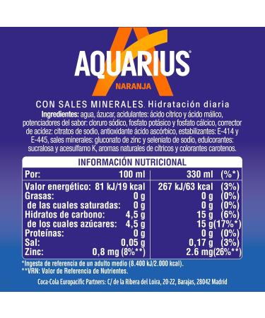 Aquarius Orange 9x330ml (Pack 9 Cans) - Buy Online on GoSupps.com