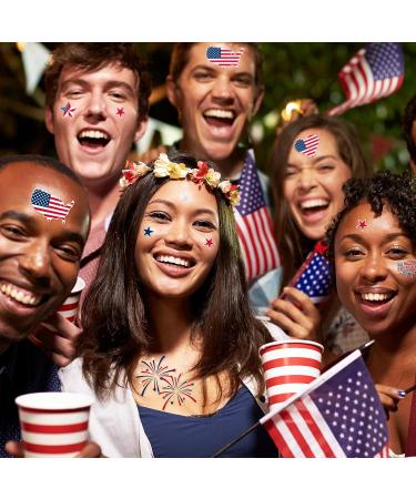 Whaline Independence Day Temporary Tattoos - 4th of July USA Theme Waterproof Flag & Freedom Tattoo Sticker Set - Patriotic Memorial Day Body Art Decor - 8 Sheets - Buy Online on GoSupps.com