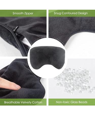 Sivio Weighted Eye Mask for Women & Men - Heatable & Freezable Eye Pillow with Silica Beads - Adjustable Strap - Soft Breathable Cotton Cover for Better Sleep - Black - Buy Online on GoSupps.com
