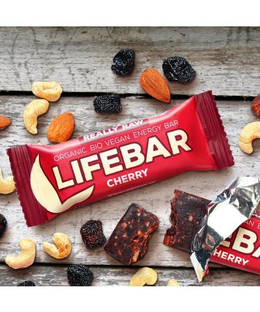 Lifebar Energy Bar - Vegan Organic Raw Sports Bar for Hiking Cycling & Fitness (Cherry) - Boost Your Energy! - Buy Online on GoSupps.com