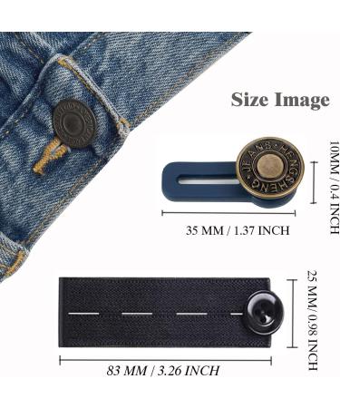 Adjustable Waist Extender Button for Jeans & Pants - Set of 10 Black & Blue Extenders for Men, Women, and Maternity Trousers - Buy Online on GoSupps.com