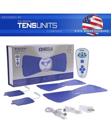 OMEGA Wireless TENS Unit Muscle Stimulator with Remote | Back Pain Relief Pads | 6 Modes Deluxe | USB Charger Machine - Buy Online on GoSupps.com