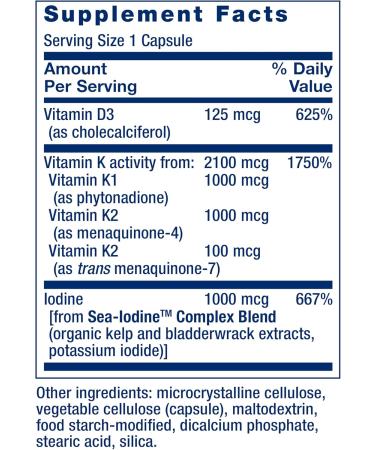 Life Extension Vitamins D & K with Sea-Iodine | 60 Capsules for Optimal Health - Buy Online on GoSupps.com
