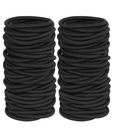 120 Pieces Black Hair Ties for Thick and Curly Hair Ponytail Holders Hair Elastic Band for Women or Men(4mm)