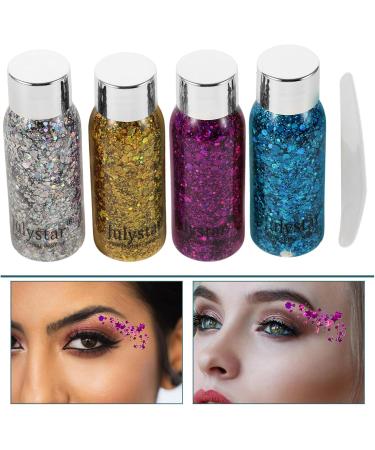 Didiseaon 4pcs Set Colorful Eye Shadow Gold Body Glitter Rainbow Face Glitter Body Glitter Gel Liquid - Buy Online on GoSupps.com