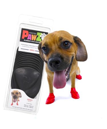PawZ Dog Boots | Rubber Dog Booties | Waterproof Snow Boots for Dogs | Paw Protection for Dogs | 12 Dog Shoes per Pack (Black) Small