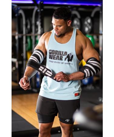 GORILLA WEAR Elbow Wraps - Black/White (180cm) | Premium Support for Weightlifting & Fitness - Buy Online on GoSupps.com