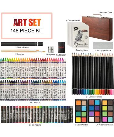 148 Piece Deluxe Art Set with Wooden Case - Professional Artist Drawing & Painting Kit for Kids, Teens, and Adults - Buy Online on GoSupps.com