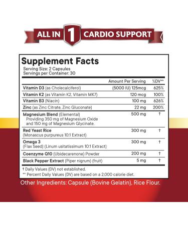 NEW AGE COQ10 200mg Red Yeast Rice Omega 3-6-9 Magnesium Complex Zinc Vitamin K2 D3 - Support Vitamins for Women and Men with Vitamin B3 Coenzyme Q10-180 Count 180 Capsules (Pack of 3) - Buy Online on GoSupps.com