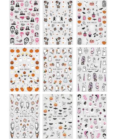 JMEOWIO 9 Sheets Halloween Nail Art Stickers Decals Self-Adhesive Cute Bat Ghost Nail Supplies Nail Art Design Decoration Accessories - Buy Online on GoSupps.com