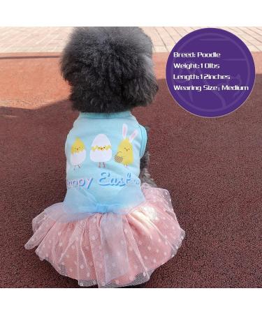 Cute Cartoon Bunny Eggs Dog Easter Dress for Small Dogs - Happy Easter Outfit - Buy Online on GoSupps.com