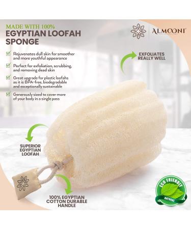 Premium Natural Egyptian Loofah Sponge and Back Scrubber Bundle - Exfoliating Shower Body Scrubbers for Radiant Skin - Buy Online on GoSupps.com