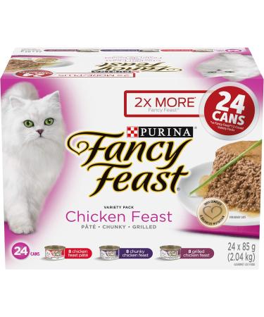 Fancy Feast Wet Cat Food Variety Pack - Chicken Feast + Seafood Supper P t (24 Cans Each) Cat Food + Seafood Supper P t (24 pack) - Buy Online on GoSupps.com