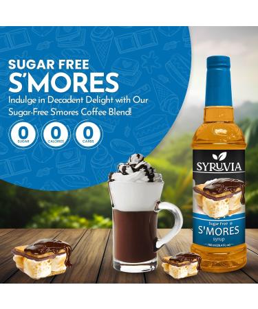 Syruvia Sugar-Free S'Mores Coffee Syrup - 25.4 fl oz Premium Coffee Flavoring Syrup - 0 Calorie- Kosher Coffee Syrups Gluten Free Perfect for Drinks Soda Shakes Desserts and More. - Buy Online on GoSupps.com