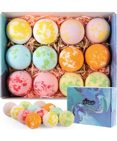 NIZZUP Bath Bombs Gift Set 12 Pack Aromatherapy Fizzies with Essential Oil Spa for Relaxing and Moisturizing.Long Lasting to Rotate Floaters.Best Gift for Girlfriend Her/Him Kids