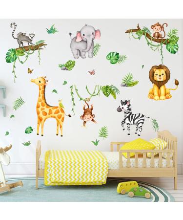 Olyee Jungle Animal Wall Stickers | Removable Nursery Decor for Kids Bedrooms | Farm Animals for Baby Toddler Room | Boy Girls Wall Decals - Buy Online on GoSupps.com
