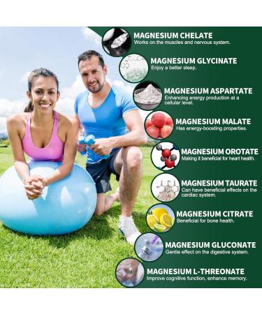 Magnesium Supplement with 9 Forms of High Absorption Magnesium Glycinate L-threonate Citrate Malate and More for Muscle Brain Support Non-GMO Gluten & Soy Free 60 Capsules - Buy Online on GoSupps.com