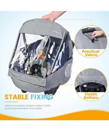 Orzbow Baby Car Seat Rain Cover - Light Grey | Weather Shield with Handle Opening and Ventilation | Protects Baby or Pet in Crowded Areas - Buy Online on GoSupps.com