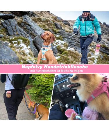 Nepfaivy 350ml Portable Dog Water Bottle & Feeder - Pink | Perfect for Hiking & Travel with Small Dogs - Buy Online on GoSupps.com