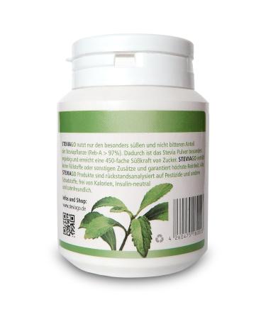 STEVIAGO 100% Pure Stevia Powder Extract - 97% Reb-A 50g with Measuring Spoon | Premium Natural Sweetener for Healthy Living - Buy Online on GoSupps.com