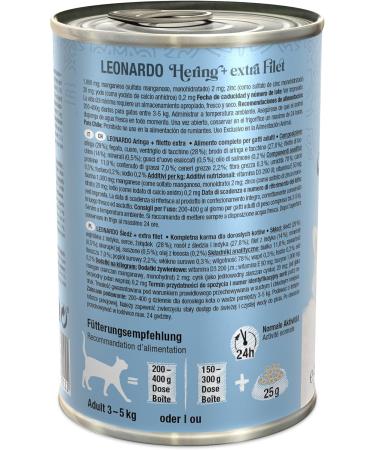 LEONARDO Herring + Extra Fillet | (6 x 400 g) Herring + Extra Turkey Fillet | Wet Food Canned with Extra Fillet | Grain Free - Buy Online on GoSupps.com