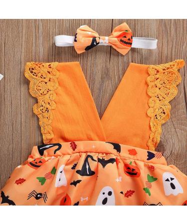 OFIMAN Baby Girl Romper Dress 12 Months | Newborn Lace Floral Outfit Bodysuit | Backless Sunflower Summer Dress - Orange - Buy Online on GoSupps.com