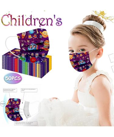 50PC Kids Disposable Face Shield with Cute Printed 3 Ply Elastic Earloop Breathable Anti-Dust Full Face Cover Protection I One Size - Buy Online on GoSupps.com