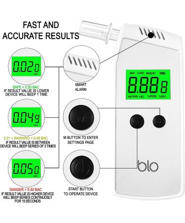 BLO Executive Breathalyzer Alcohol Tester - Portable Instant Read Unit with Fuel Cell Sensor for Fast & Accurate BAC Testing. Custom Alarm Limit Settings, Compact Pocket Size - Buy Online on GoSupps.com
