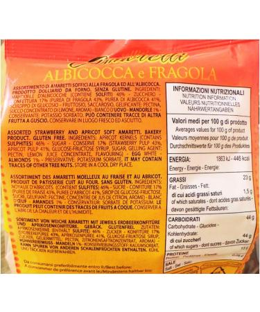 Mother's Day Gift: Authentic Italian Soft Almond Amaretti Biscuits with Strawberry & Apricots - 180g Gift Bag - Buy Online on GoSupps.com