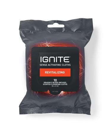 Ignite Mens Body Wet Wipes Extra Thick 8" x 8" Shower Wipes Revitalizing Scent 10 Count Revitalizing 10 Count (Pack of 1)
