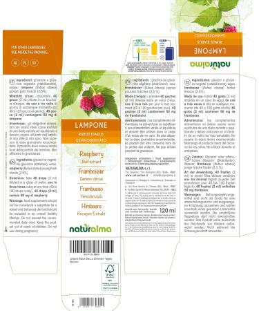 Raspberry (Rubus idaeus) Gemmo-derived alcohol-free from fresh buds Naturalma - Liquid extract drops 120 ml - Food supplement - Vegan or vegan - Buy Online on GoSupps.com