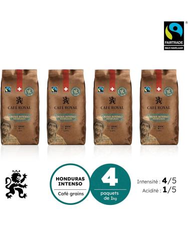 4 x 1 KG - Caf Royal Honduras Intenso - Roasted Coffee Beans - Intensity 4/5 - 100% Sustainable Arabica Beans from Honduras - - Buy Online on GoSupps.com