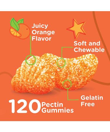Kids' Vitamin C Gummies with Echinacea Immune Support - 120ct | Vegan, Pectin, Gelatin & Gluten Free | Non-GMO Orange Chewables - Buy Online on GoSupps.com