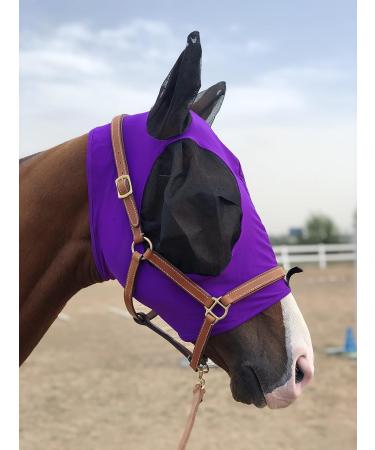 TGW RIDING Fly Mask for Horses - Super Comfort Elasticity with Ears M - Dark Purple | International Shipping - Buy Online on GoSupps.com