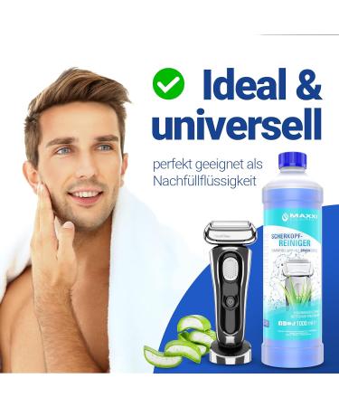 Maxxi Clean 1.000 ml Refill Liquid for Shaver Head Cleaner | Braun Compatible Cleaning Fluid with Aloe Vera Scent - Buy Online on GoSupps.com