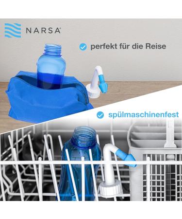 Nasal Shower Set Narsa | 30x Nose Rinsing Salt | 3 Attachments for Adults & Children | Effective Nasal Cleaning for Colds & Allergies - Buy Online on GoSupps.com