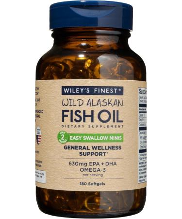 Wiley's Finest Wild Alaskan Fish Oil Easy Swallow Minis 630 mg 180 Softgels