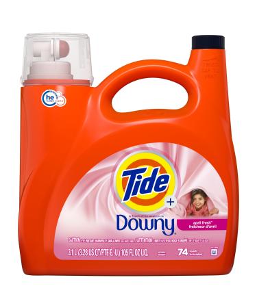 Tide Plus A Touch of Downy Liquid Laundry Detergent April Fresh Scent 105 fl oz 74 Loads HE Compatible