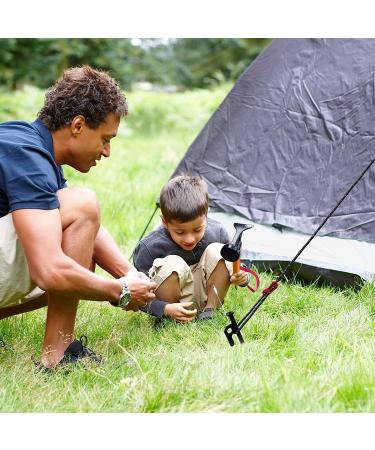 SPOFINE 6pcs Heavy Duty Tent Stakes with Hammer, Reflective Ropes, & Storage Bag - Camping Accessories Kit for Hiking, Backpacking - Orange+Black - Buy Online on GoSupps.com