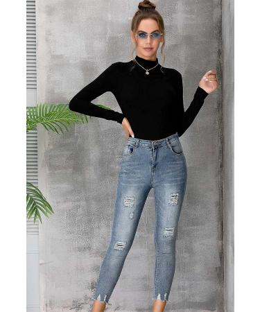 MANGDIUP Women's Mock Turtle Neck Long Sleeve Sleeveless Pullover Top - Black XL - Buy Online on GoSupps.com