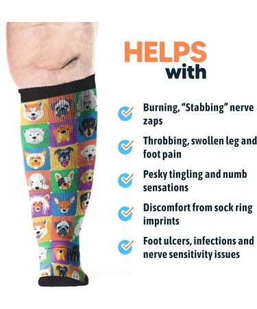 Viasox 4 Pack Non-Binding Diabetic Socks for Men & Women X-Large - Paws & Petals Design - Buy Online on GoSupps.com